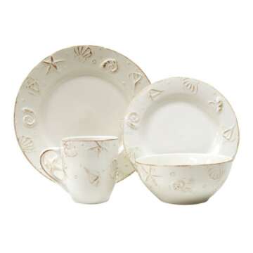 AWEHIRU Hampton 16 PC DINNERWARE Set Service for 4 - Elegant and Durable