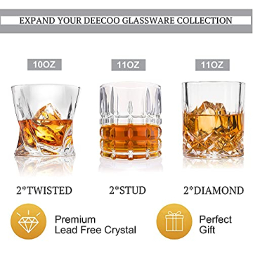 DeeCoo Whiskey Glasses - Premium 10 & 11 OZ Set of 6