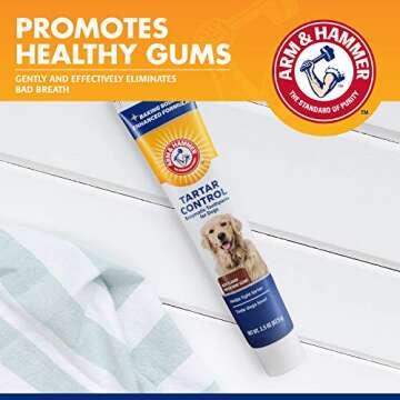 Arm & Hammer for Pets Tartar Control Enzymatic Toothpaste for Dogs Reduces Plaque & Tartar Buildup Safe for Puppies Beef Flavor, 2.5 Ounces Dog Toothpaste (Pack of 1)