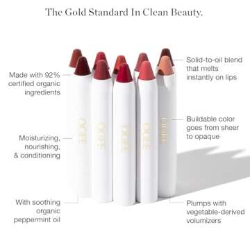 Ogee Tinted Sculpted Lip Oil - Lip Stain Made with 100% Organic Coconut Oil, Jojoba Oil, and Vitamin E - Best as Lip Balm, Lip Color or Lip Treatment - MAGNOLIA