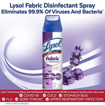 Lysol Fabric Disinfectant Spray, Lavender Fields - Antibacterial Cleaning