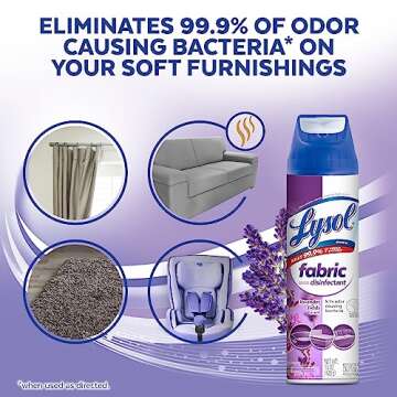 Lysol Fabric Disinfectant Spray, Lavender Fields - Antibacterial Cleaning