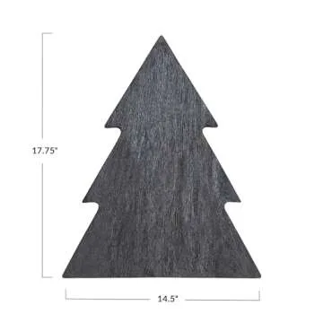 Creative Co-Op Mango Wood Tree Shaped Cheese and Cutting Board, Black