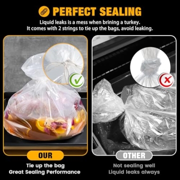 Brining Bag for Turkey Under 18lbs - 2 Pack, Durable Double Zip-lock Seal Bags