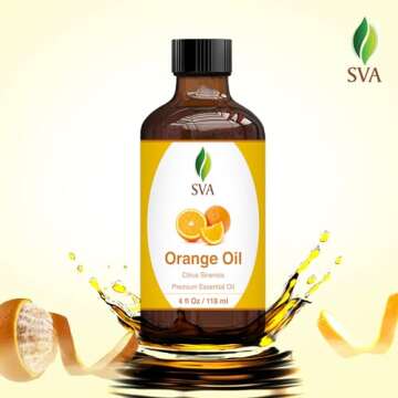 SVA Orange Essential Oil – 4 Fl Oz – 100% Natural Orange Oil - for Diffuser, Hair Care, Face, Skin Care, Aromatherapy, Scalp and Body Massage, Soap and Candle Making - with Dropper