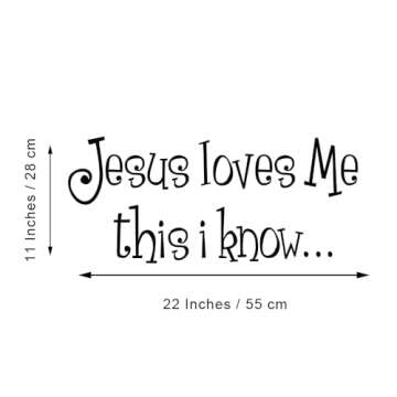 Jesus Loves Me This I Know - Pure Black Vinyl Wall Decal Carved Seperated Letters Nursery Bible Vers...