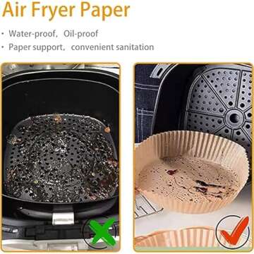 BINGLALA 100PCS Air Fryer Disposable Paper Liner, Round Liners, Oil-Proof, Water-Proof Parchment for Baking,No- Stick Food Grade liners Roasting Microwave (100pcs & 7.9in)