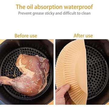 BINGLALA 100PCS Air Fryer Disposable Paper Liner, Round Liners, Oil-Proof, Water-Proof Parchment for Baking,No- Stick Food Grade liners Roasting Microwave (100pcs & 7.9in)