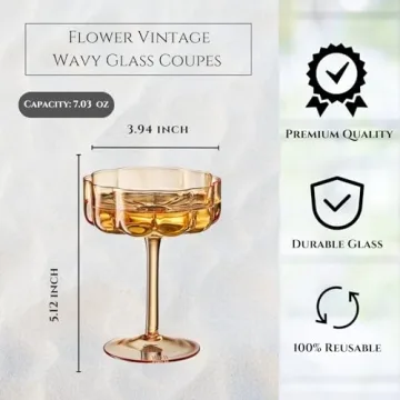Colorful Khen Flower Vintage Glass Coupes for Cocktails
