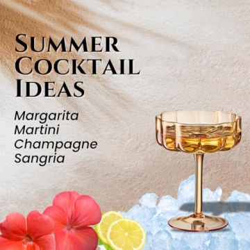 Colorful Khen Flower Vintage Glass Coupes for Cocktails