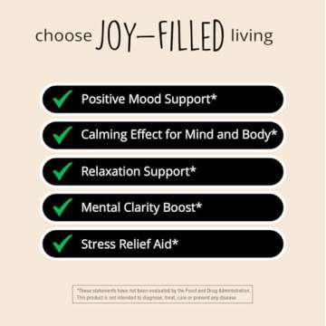 Joy-Filled Mood Support Supplement with St. Johns Wort | Stress Relief – Helps Calm The Mind & Body | 100% Plant-Based Happy Pills, Ashwagandha, Rhodiola Rosea, Eleuthero | Herbal Adaptogens, 60 Ct