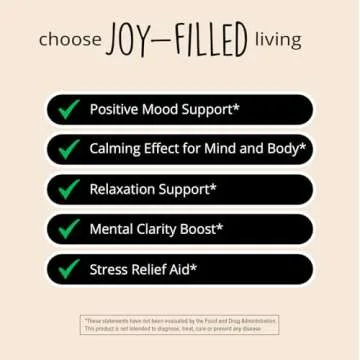 Joy-Filled Mood Support Supplement with St. Johns Wort | Stress Relief – Helps Calm The Mind & Body | 100% Plant-Based Happy Pills, Ashwagandha, Rhodiola Rosea, Eleuthero | Herbal Adaptogens, 60 Ct