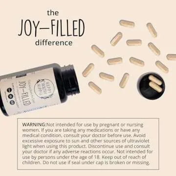 Joy-Filled Mood Support Supplement with St. Johns Wort | Stress Relief – Helps Calm The Mind & Body | 100% Plant-Based Happy Pills, Ashwagandha, Rhodiola Rosea, Eleuthero | Herbal Adaptogens, 60 Ct