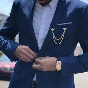 Cute Bee Long Chain Brooch Pin,Animal Insect Bee Chain Tassel Lapel Pin Enamel Bee Suit Pin Jewelry for Women Men Gifts (Bee)