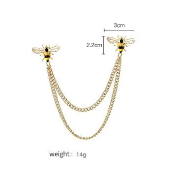 Cute Bee Long Chain Brooch Pin,Animal Insect Bee Chain Tassel Lapel Pin Enamel Bee Suit Pin Jewelry for Women Men Gifts (Bee)