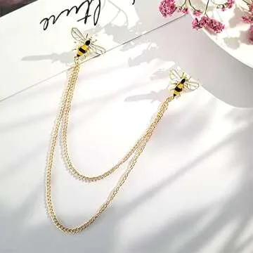 Cute Bee Long Chain Brooch Pin,Animal Insect Bee Chain Tassel Lapel Pin Enamel Bee Suit Pin Jewelry for Women Men Gifts (Bee)