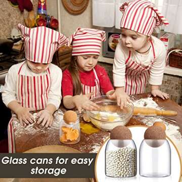 Suclain 6 Pcs Glass Jars with Cork Ball Lid Food Storage Containers Clear Wood Cork Bottle Candy Jars 17 Oz/500ml Coffee Canister for Beans Nut Sugar Decorative Kitchen Storage Organizer