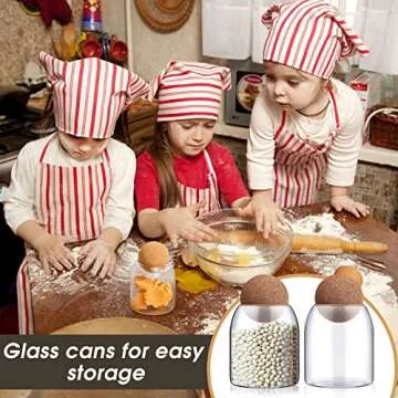 Suclain 6 Pcs Glass Jars with Cork Ball Lid Food Storage Containers Clear Wood Cork Bottle Candy Jars 17 Oz/500ml Coffee Canister for Beans Nut Sugar Decorative Kitchen Storage Organizer