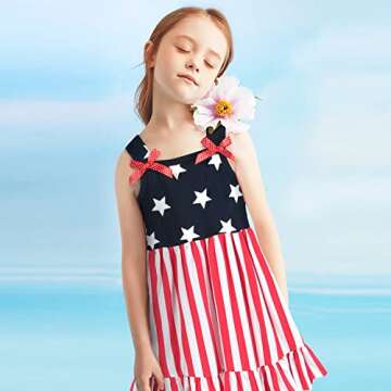 Little Girls USA Flag Dress Girls Independence Day Casual Outfit Memorial Day Dress 4-5T