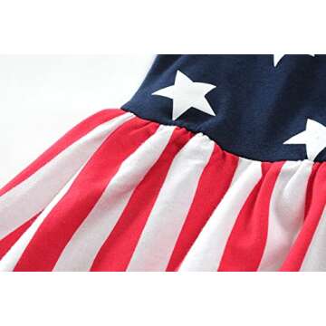 Little Girls USA Flag Dress Girls Independence Day Casual Outfit Memorial Day Dress 4-5T