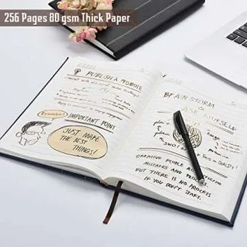 Large Notebooks and Journals Classic Hardcover Notebook 8 x 11 inch 128 Sheets (256 Pages) Leather Notebook Journals to Write in for Women Men OZCHIN (Blue)