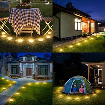 Flacchi Solar Ground Lights - IP68 Waterproof 12 Pack Dual-Purpose Solar Lights Outdoor Garden, Sola...