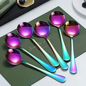 Kyraton Rainbow Soup Spoons Set of 6 for Stylish Dining