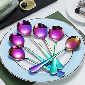 Kyraton Rainbow Soup Spoons Set of 6 for Stylish Dining