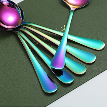 Kyraton Rainbow Soup Spoons Set of 6 for Stylish Dining