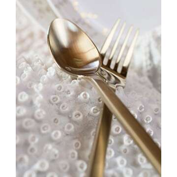 Fortessa Arezzo 18/10 Stainless Steel Flatware, 5 Piece Place Setting, Service for 1, Brushed Gold