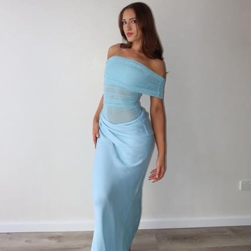Elegant UEHCNFU Women's Off Shoulder Bodycon Maxi Dress