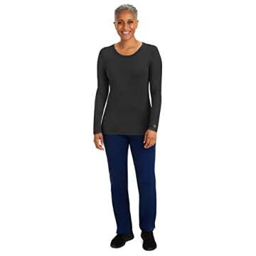 Healing Hands Women's Underscrub Soft Knit Melissa Longsleeve Scrub Tee with Breathable & Easy Care Fabric 5047, S, Black