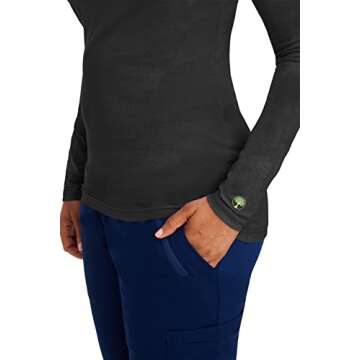 Healing Hands Women's Underscrub Soft Knit Melissa Longsleeve Scrub Tee with Breathable & Easy Care Fabric 5047, S, Black
