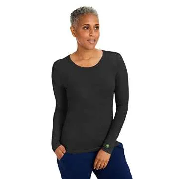 Healing Hands Women's Underscrub Soft Knit Melissa Longsleeve Scrub Tee with Breathable & Easy Care Fabric 5047, S, Black
