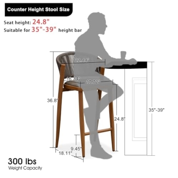 Stylish PURPLE LEAF Aluminum Bar Stool Set of 4