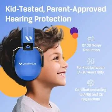 VANDERFIELDS Noise Cancelling Headphones for Kids, Age 3-16, Certified 27dB Noise Reduction, Sound C...