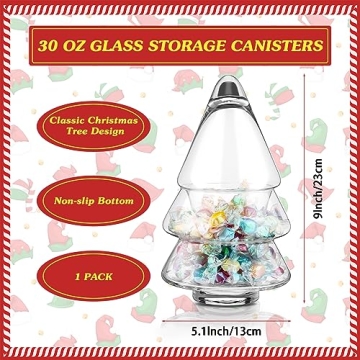 Sliner 30oz Christmas Tree Candy Jar for Holiday Decor