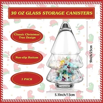 Sliner 30oz Christmas Tree Candy Jar for Holiday Decor