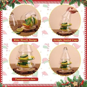 Sliner 30oz Christmas Tree Candy Jar for Holiday Decor