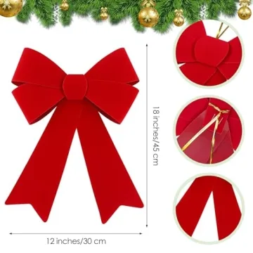 Durable MCEAST 4 Pack Red Christmas Wreath Bows