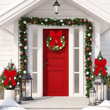 Durable MCEAST 4 Pack Red Christmas Wreath Bows