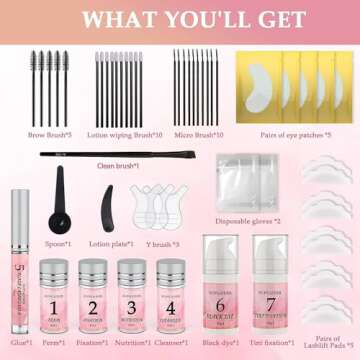 2025 4in1 Lash Lift and Brow Lamination Kit with Long-Lasting Black Color For 6-8 Weeks, Eyelash & E...