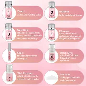 2025 4in1 Lash Lift and Brow Lamination Kit with Long-Lasting Black Color For 6-8 Weeks, Eyelash & Eyebrow Perm Diy Professional Kit,Easy to Use at Home & Salon