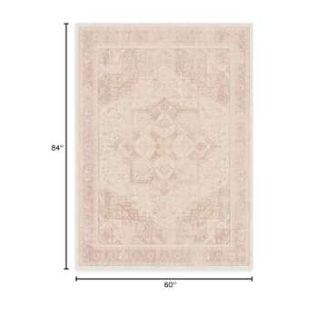 Ruggable Washable 5x7 Area Rug, Kamran Soft Pink, Premium Rugs for Living Room, Bedroom, Kitchen, Office, Nursery with Gripper Non Slip Pad