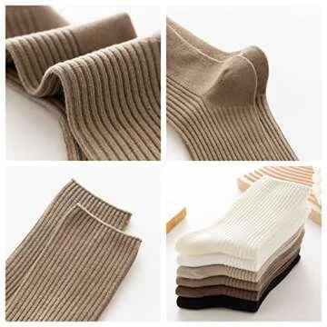 MarJunSep Women's Cotton Crew Socks Cute Neutral Ribbed Knit Slouch Boot Socks in Box for Women Gran...