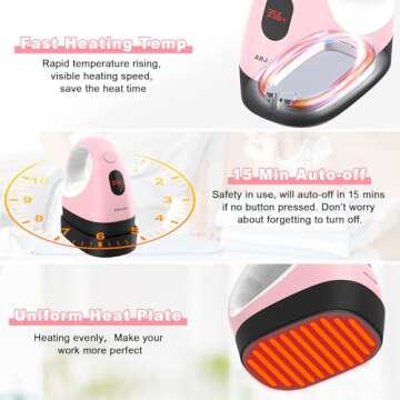 ARJudy Mini Heat Press Machine, Mini Heat Transfer Iron, 3 Settings Levels & Visible Temp, Portable Press Easy for Crafts, T-Shirt, Hats, Shoes, Bags, Cap and Small Vinyl Projects (Pink)