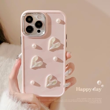 Stylish 3D Love Heart iPhone 12 Case for Girls