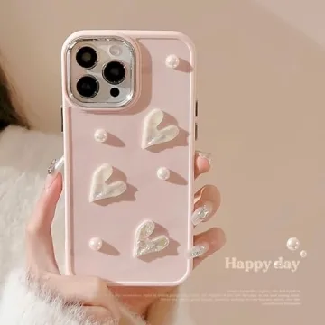 Stylish 3D Love Heart iPhone 12 Case for Girls