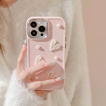 Stylish 3D Love Heart iPhone 12 Case for Girls