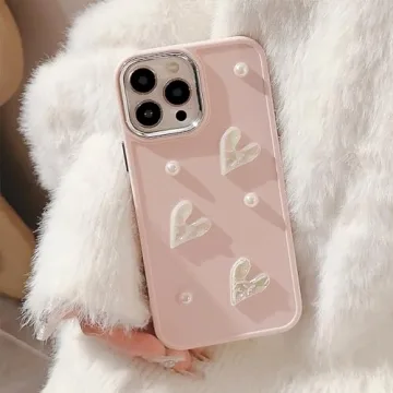 Stylish 3D Love Heart iPhone 12 Case for Girls